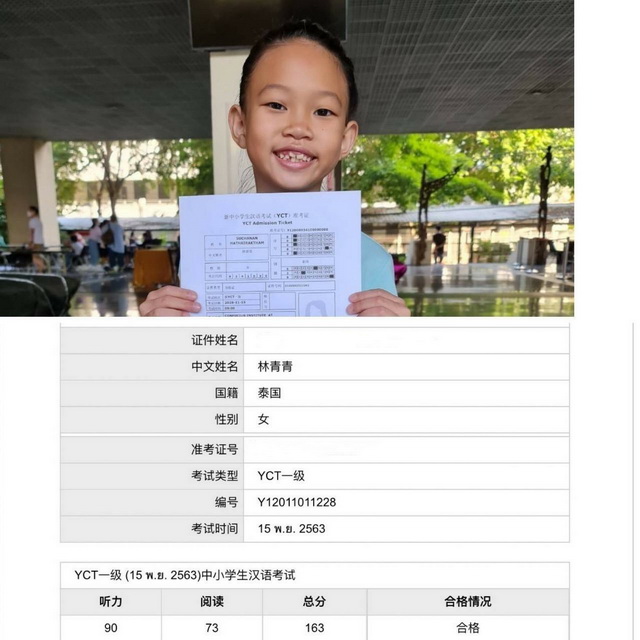 The scores of the children who went to   YCT HSK exam